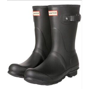 HUNTER 9 Rain Boots Original Short Classic Rainboots Waterproof Matte Black Shoe